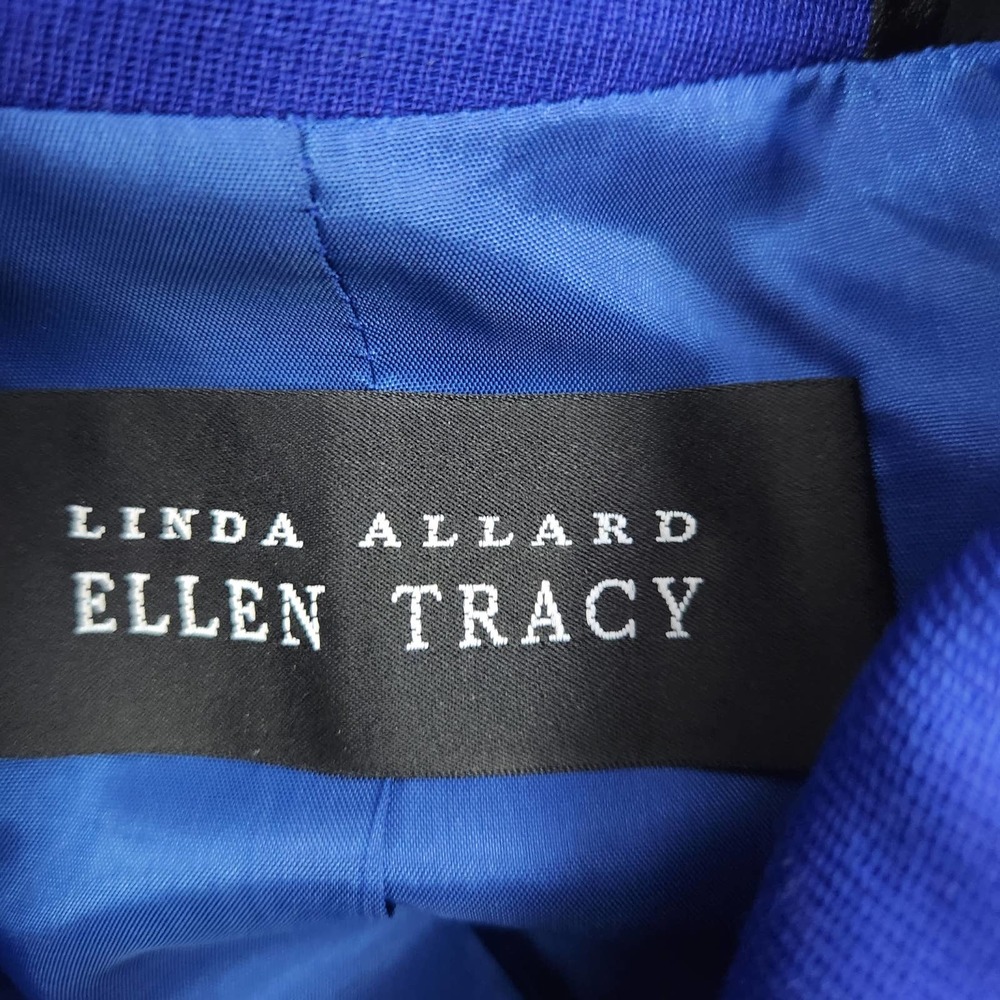 Linda Allard Ellen Tracy Skirt Suit Zip Front Blazer Jacket Blue Size 8 - Picture 10 of 11